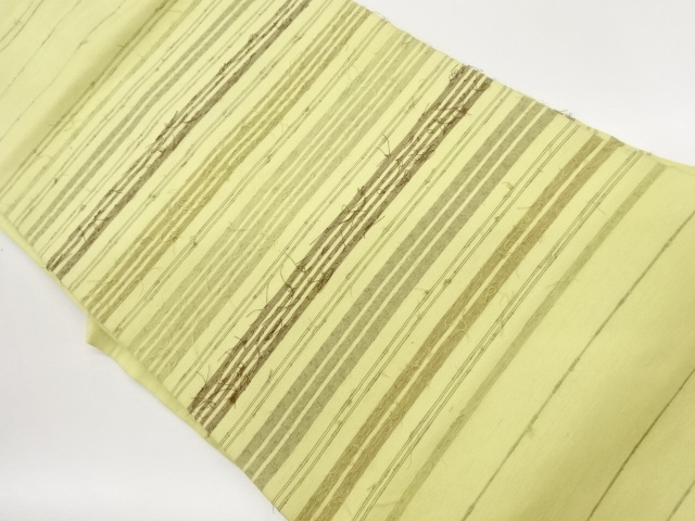 Nagoya obi woven with horizontal stripe pattern, hige-sumugi pongee